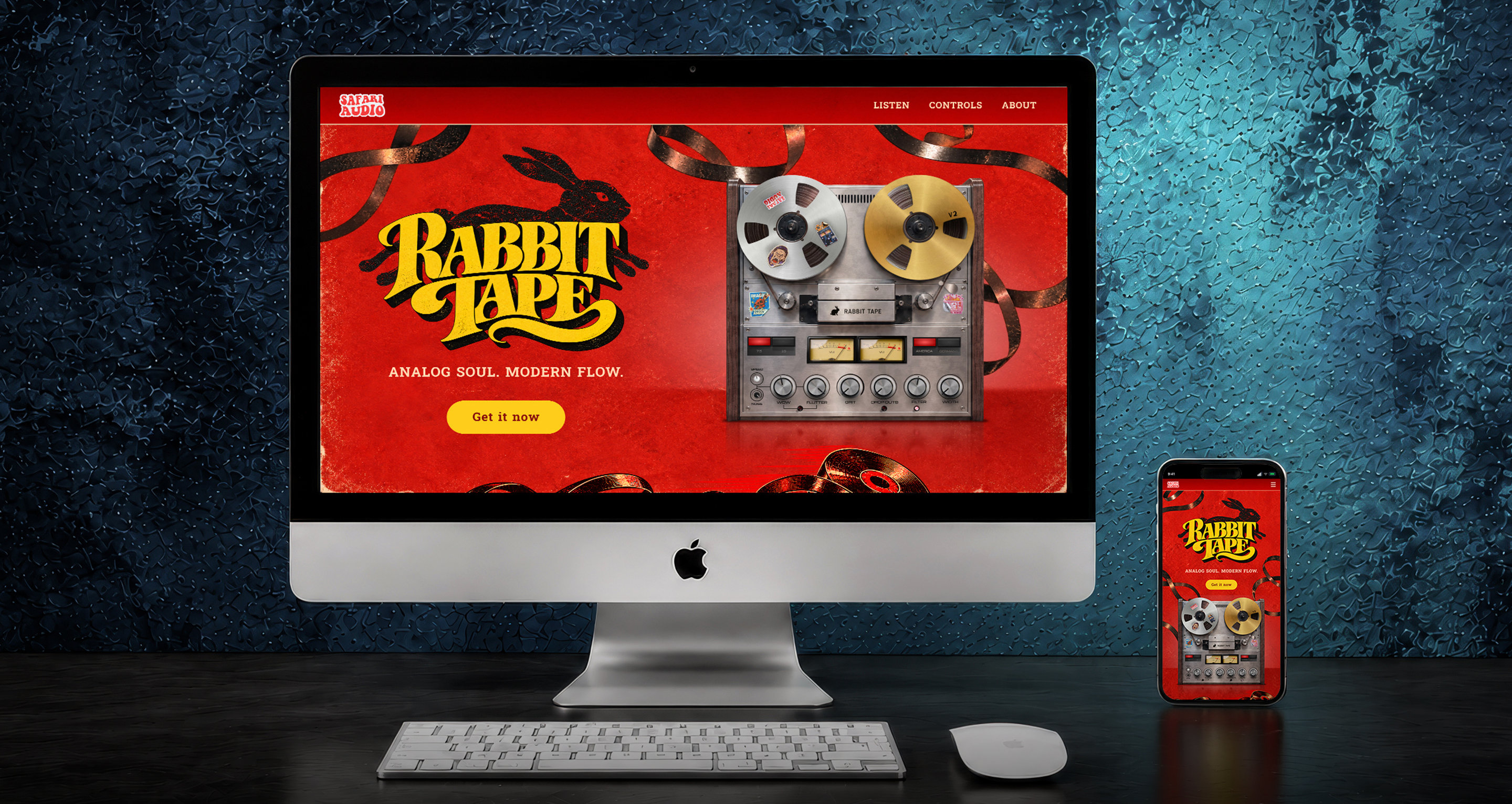 Rabbit Tape landing page on desktop and mobile