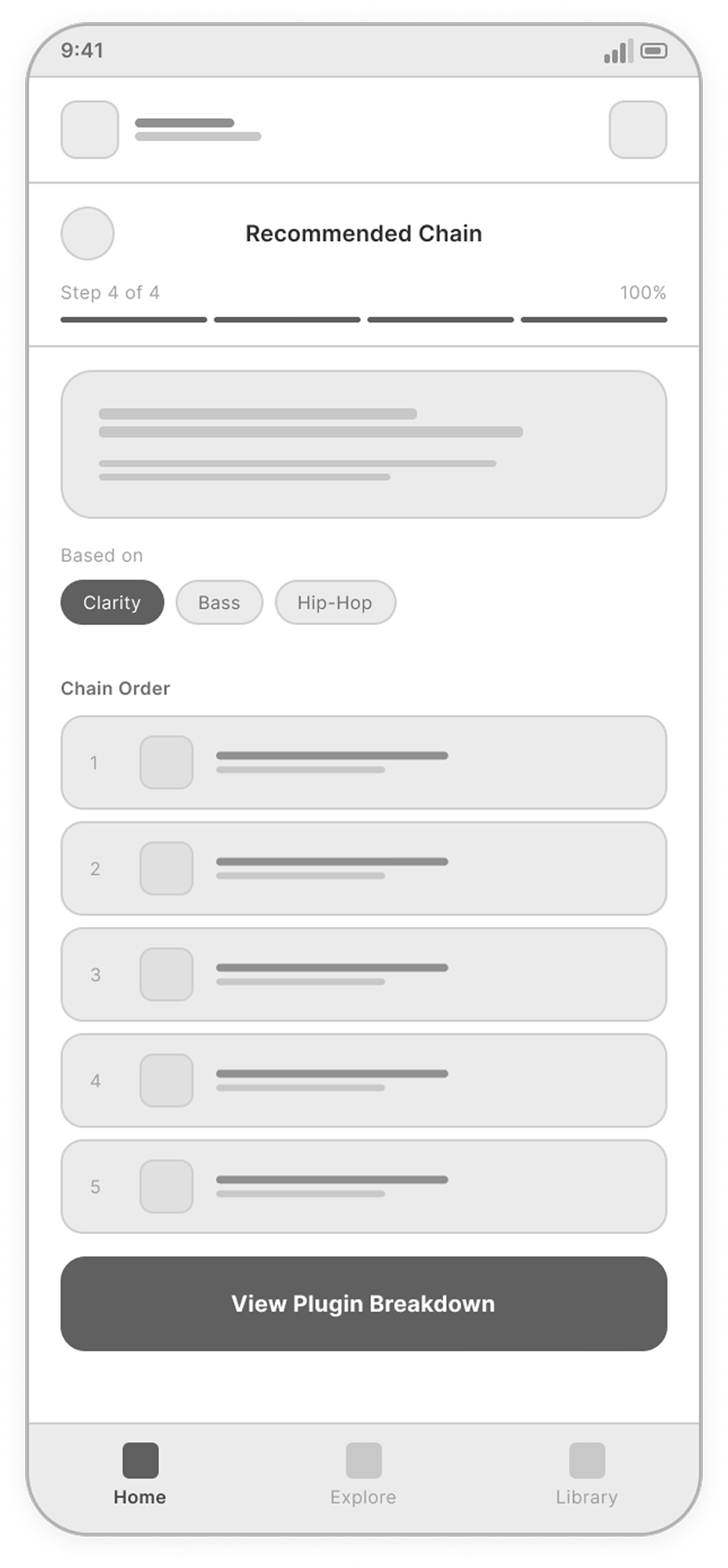 Recommendation screen